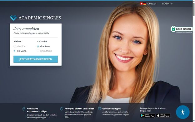 Startseite von academicsingles.ch